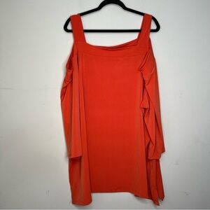 WOMAN WITHIN Orange Cold Shoulder Orange Blouse